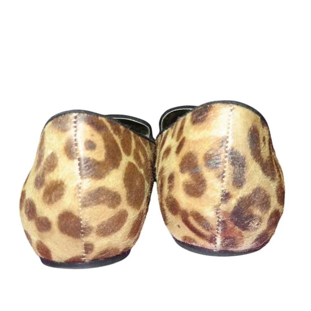 Beverly Feldman Leopard print hair calf leather slip on flats size 10